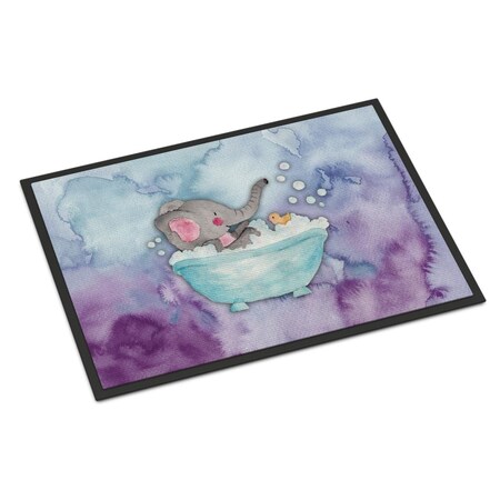 Carolines Treasures 18 x 27 in. Elephant Bathing Watercolor Indoor or Outdoor Mat BB7346MAT
